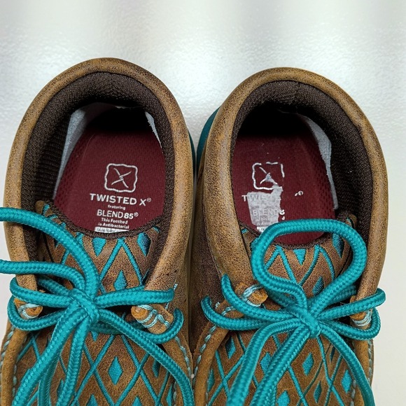 Twisted X Boots Chukka Driving Moccasin Brown Turquoise Diamonds Women's 6.5 M - Picture 11 of 12